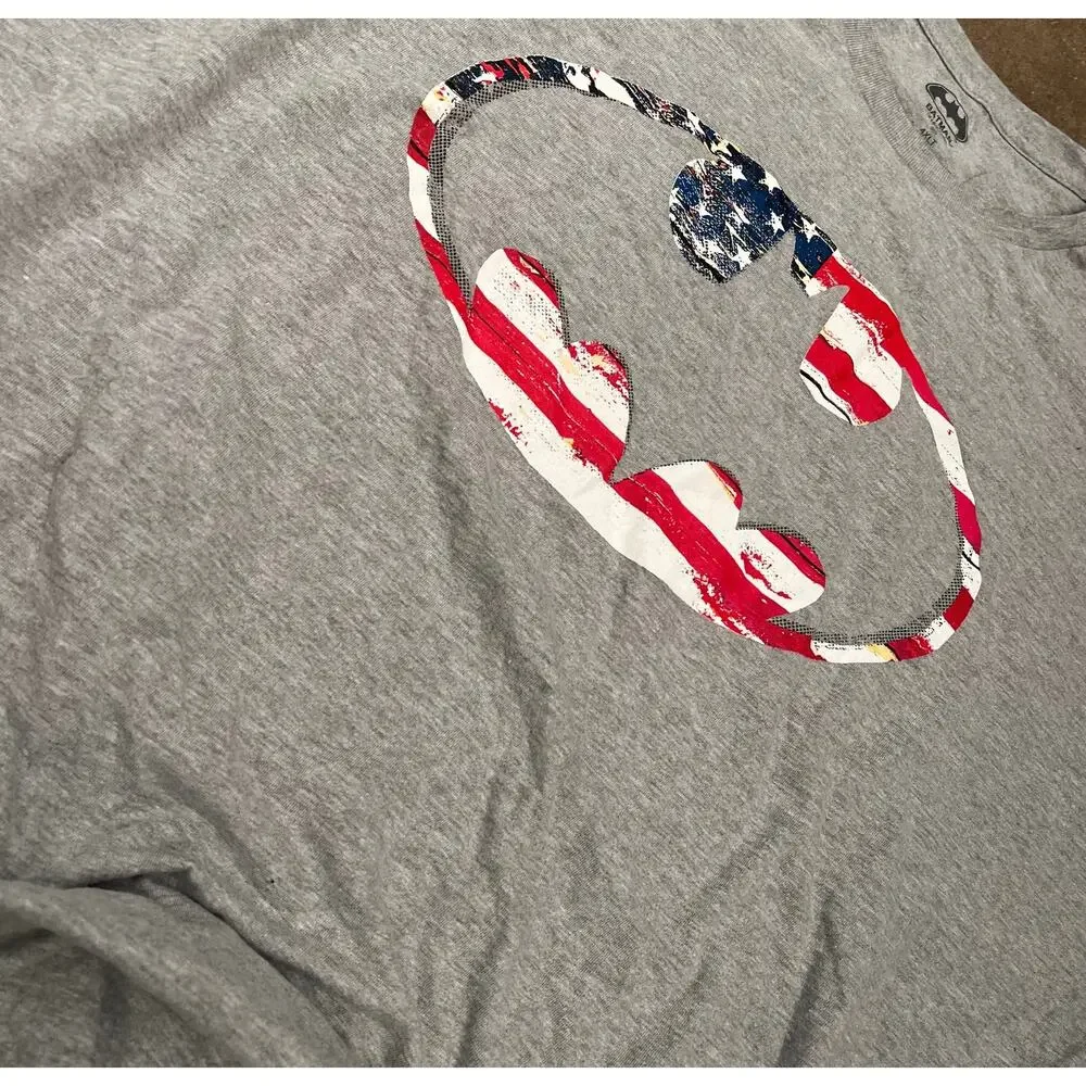 Batman USA Flag Logo Tee Gray 4XLT